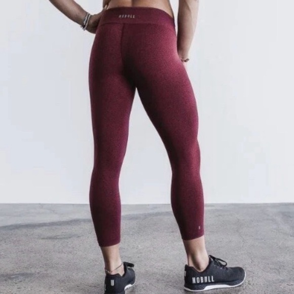 NOBULL Pants - NOBULL Cropped Ankle Leggings Heathered Wine Womens Sz Medium